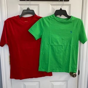 EUC RL Polo t-shirts red size L 14/16 and green size M 10/12